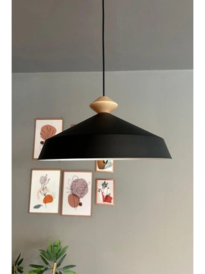 UltraMint Modern Siyah Ahşap Avize, Sarkıt Lamba, Restoran ve Salon Dekoru