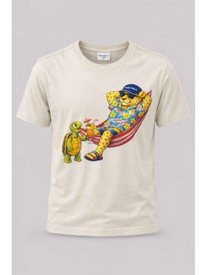 Piero Perla Jaguar Baskı Detaylı Bisiklet Yaka Regular Fit Erkek Sütlü Kahve T-Shirt
