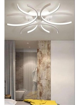 Levora Modern Tasarım - Salon - Mutfak - Yatak Odası Beyaz Renk Beyaz Işıklı LED Avize Beyaz 60
