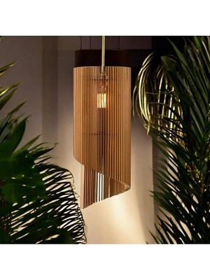 UltraMint Modern Doğal Ahşap Mdf Lazer Kesim Rustik Salon Avizesi