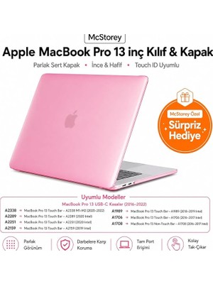 MacBook Pro 13 Inç M1 M2 Sert Kapak Kılıf | Şeffaf Kristal Parlak Alt+Üst Koruma | 360° Çizil