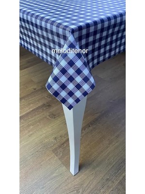 Astarlı Kaymaz Silinebilir Lacivert Pötikare Pvc Muşamba Masa Örtüsü Lacivert 100 x 140