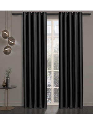 Perde Blackout Karartma Fon Rustik Için, Kuşgözlü Blackout Perde,siyah 250 x 250