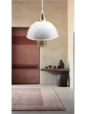 UltraMint Modern Beyaz Gold Metal Yarım Küre Sarkıt Avize, Şık ve Şeffaf Aydınlatma