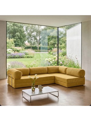 Dechome 300X200 Teddy Serisi Köşe Açık Uzanma Modüler Koltuk | Yıkanabilir Corduroy Kumaş | Çok Fonksiyonlu Yer Yatağıyeny Fitilli Kadife | Köşe Koltuk | 160X160 Köşe Takımı | Modüler Köşe Takımı