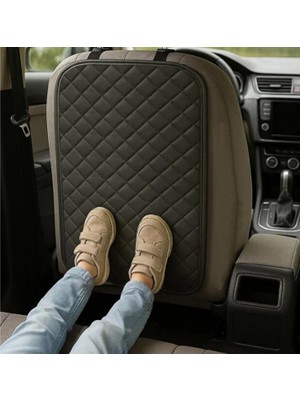 Multi Trendy Araç Koltuk Arkası Koruma Kılıfı Premium Siyah Deri Kapitone Oto Koltuk Arkası Koruyucu 45X65 cm