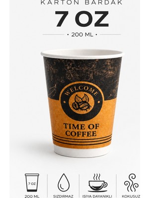 MSE HOLD Karton Bardak 7 Oz 300 Adet Turuncu Desenli 200 ml Tek Kullanımlık Bardak Sızdırmaz