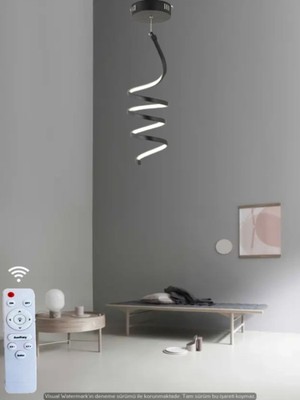 UltraMint Modern Yay Siyah Kumandalı 3 Renk Lüks LED Avize