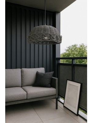 UltraMint Rattan Bambu Hasır Sarkıt Avize, 35 Cm, Modern ve Şık Tasarım