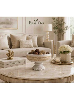 Bitkitürk Dekoratif Beton Sunumluk Meyvelik Saksı Organizer 25 cm