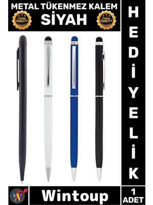 Wintoup #tükenmezkalem Özel Üretim Lazer Baskı Uygun Promosyon Öğretmenler Günü Hediyelik Şık Kurumsal Dayanıklı Metal Tükenmez Touchpen Kalem Siyah