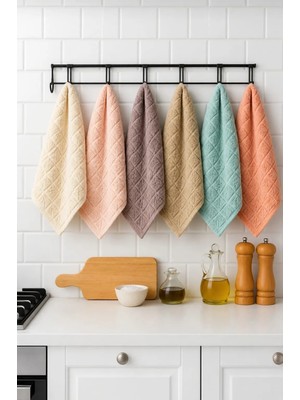 Mela Home Piramit Desen 30*50 cm 6'lı Mutfak Havlusu - Çeyiz - El ve Yüz Havlusu - Kurulama Bezi %100 Pamuk