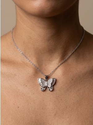 Aytekin Jewelry Kelebek Taşlı Kolye 925 Ayar Gümüş
