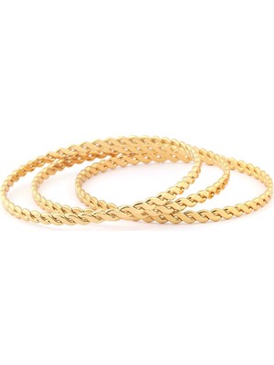 Marka Çelik Üçlü Ajda Bilezik Gold 66MM