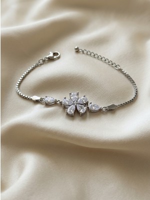 Aytekin Jewelry Beş Yapraklı Çiçek Bileklik 925 Ayar Gümüş