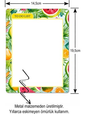İyi Fikirler Meyveli Desen Yaz Sil Buzdolabı Notluk Alışveriş Listesi Manyetik Magnet To Do List Kalem Hediyeli