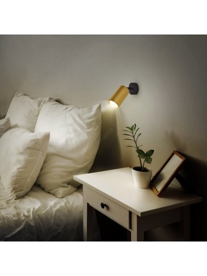 Riolight Rıolight Modern Yatak Başı Mafsallı Mareketli Mat Altın Mat Gold Başlık Tekli LED Spot(Ampül Dahil)