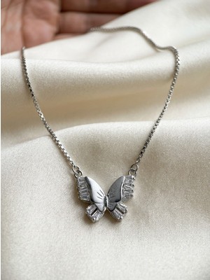 Aytekin Jewelry Ortası Taşsız Kelebek Kolye 925 Ayar Gümüş