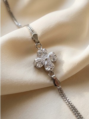 Aytekin Jewelry Yonca Benzeri Taşlı Bileklik 925 Ayar Gümüş