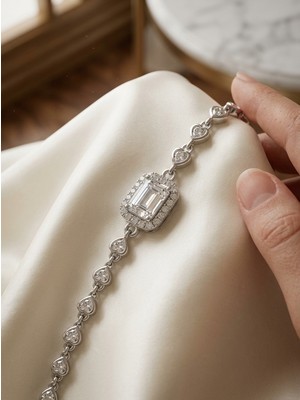 Aytekin Jewelry Baget Taşlı Bileklik 925 Ayar Gümüş