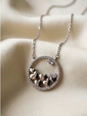 Aytekin Jewelry Içi Ufak Kalpli Yuvarlak Kolye 925 Ayar Gümüş