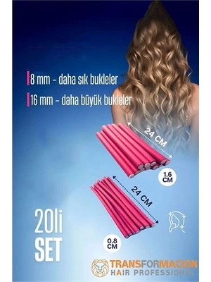 sbodurhome Sosis Latex Bigudi - Isısız Saç Bigudisi 8 ve 18 mm 20 Adet 721916