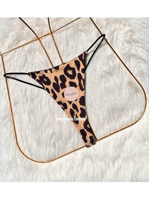 Vanilya Secret Sens Smyrna Leopar Desenli Beli Lastikli Tanga Külot