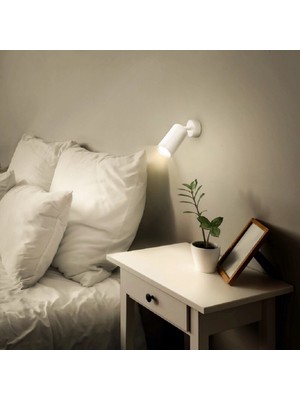 Riolight Riolıght Modern Yatak Başı GU10 Duylu Beyaz LED Hareketli Başlık Tekli Metal Spot(Ampül Dahil)