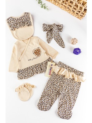 Babymod Leopar Baskılı 5 Parça Kız Bebek Hastane Çıkışı Bebek Takımı