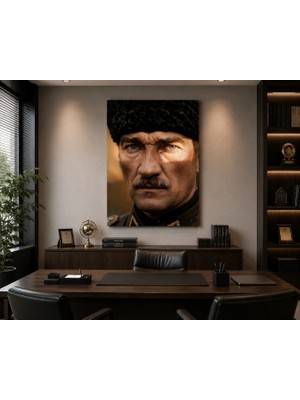 Othello Art Mustafa Kemal Atatürk Portre Kanvas Tablo – Liderlik ve Vizyon Temalı Ofis Duvar Dekoru – Modern Çalışma Odası Tablosu – Çerçevesiz Kanvas Baskı
