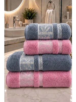 Mela Home Bambu 4'lü Banyo Havlu Seti Hamam Takımı- El ve Yüz Havlusu- Çeyiz - Hediyelik 100% Pamuk