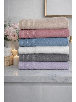 Mela Home Inci 50*90 cm 6'lı El ve Yüz Havlu Seti- Çeyizlik- Hediyelik - Mutfak %100 Pamuklu
