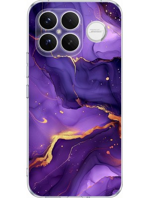 TechTree Poco F8 Ultra Uyumlu Ametist Taşı Mor Mermer Baskılı Silikon Kılıf
