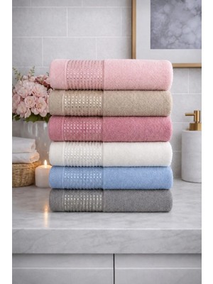 Mela Home Meltem 50*90 cm 6'lı El ve Yüz Havlu Seti- Çeyizlik- Hediyelik - Mutfak %100 Pamuklu