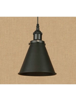 UltraMint Koni Tasarımlı Siyah Metal Sarkıt Avize, Retro Şıklık, 19 cm
