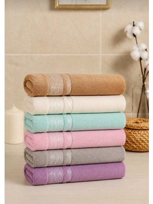 Mela Home Bambu Desenli 50*90 cm 6'lı El ve Yüz Havlu Seti - Çeyizlik - Hediyelik - Mutfak Havlusu %100 Pamuk