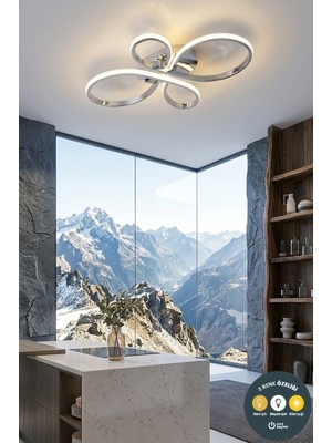 UltraMint Krom LED Plafonyer Avize, 3 Renkli, Salon, Oturma Odası ve Hol Için