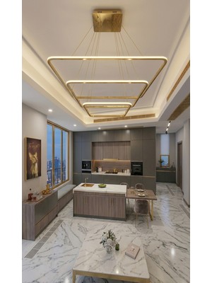 UltraMint Modern Kare Eskitme Kasa Tek Renk LED Avize, Şık Salon Aydınlatması