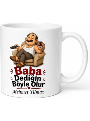 Tupya Gift Babalar Günü Komik Baba Tipi Kupa Bardak Esprili Hediye Porselen