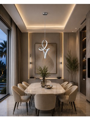 UltraMint Modern 3 Renk Yanabilen Rana Krom Sarkıt LED Avize