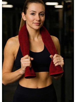 Mela Home Bordo Fitness-Spor Havlusu 1 Adet -Hızlı Kuruyan-Kuaför ve Berber Havlusu 50*90 cm