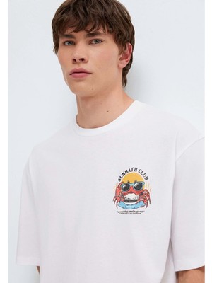 Mavi M0613386-620  Mavi Yengeç Baskılı Tişört Erkek T-Shirt