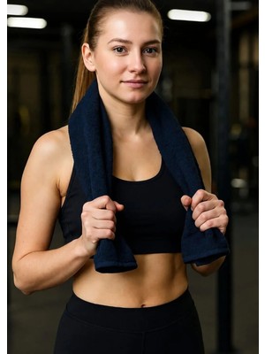 Mela Home Lacivert Fitness-Spor Havlusu 1 Adet -Hızlı Kuruyan-Kuaför ve Berber Havlusu 50*90 cm