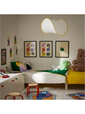 UltraMint Beyaz ve Sarı Renkli 45 cm Şık Sarkıt Lamba Abajur, Modern Tasarım