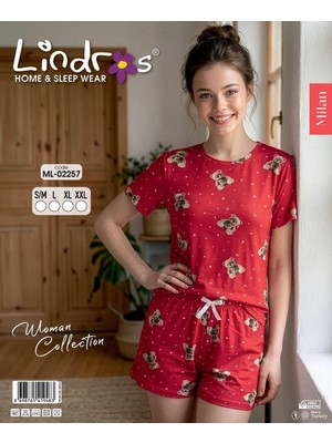 Lindros Kısa Kollu Şortlu Kadın Pijama Takım(Milan Kumaş,esnek-Pamuklu)