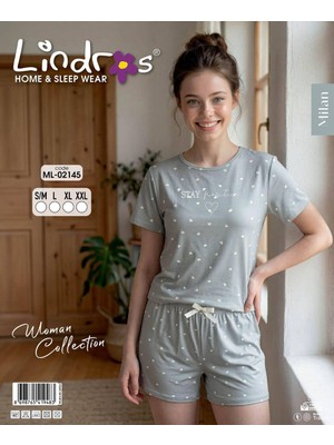 Lindros Kısa Kollu Şortlu Kadın Pijama Takım(Milan Kumaş,esnek-Pamuklu)