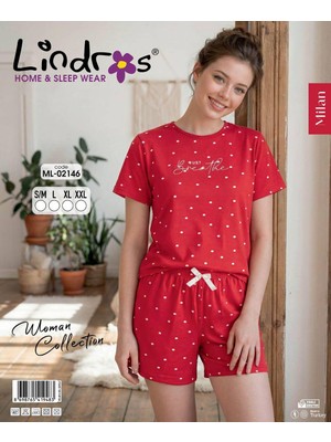 Lindros Kısa Kollu Şortlu Kadın Pijama Takım(Milan Kumaş,esnek-Pamuklu)