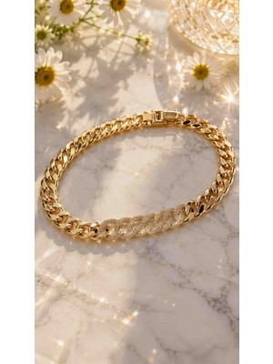 Xuping Gourmet Zincir Bileklik Gold Renk Taş Detaylı Premium Kadın Bileklik
