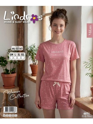 Lindros Kısa Kollu Şortlu Kadın Pijama Takım(Milan Kumaş,esnek-Pamuklu)
