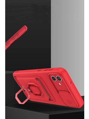 Zenvia Samsung Galaxy A05 Kılıf Zuma Kartvizitli Yüzüklü Silikon - Kırmızı